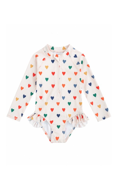 Baby and Toddler Heart Print Ruffle Swimsuit