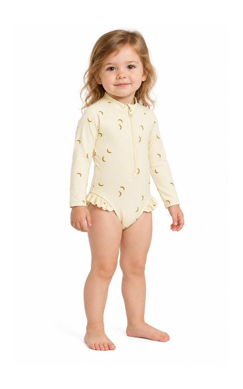 Toddler Banana Print Long Sleeve Swimsuit