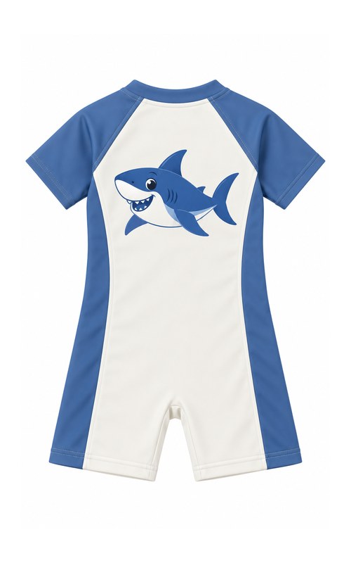 Toddler Shark Colorblock Swim Romper