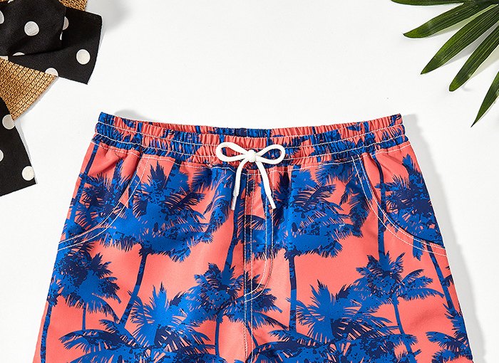 Boys' Board Shorts — Coral Palm Print