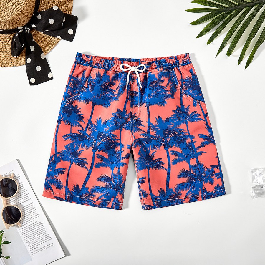 Shorts de baño para niño — palmeras coral