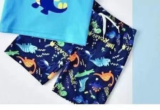 Boys' Swim Set with Cap — Dinosaur Print