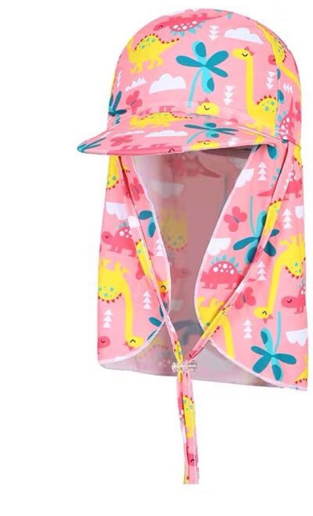 Kids' Legionnaire Sun Cap — Pink Dinosaur