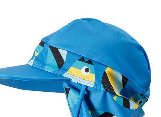 Kids' Legionnaire Sun Cap — Fish Print