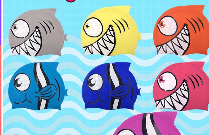 Kids' Piranha Silicone Swim Cap — 6 Colors