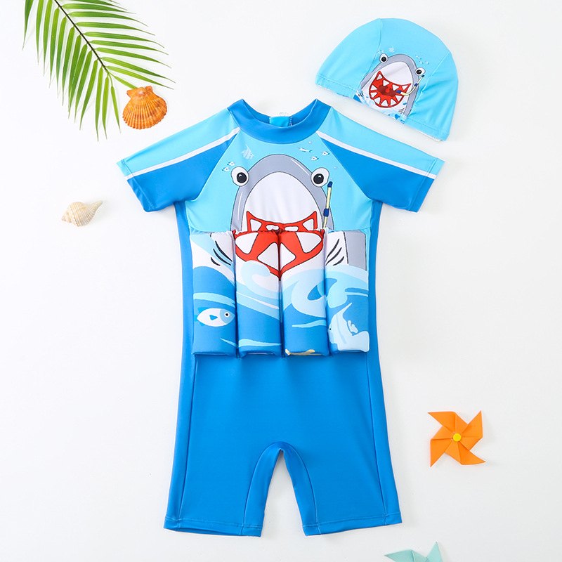 Traje flotador con gorro para niño — tiburón