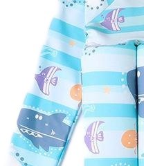 Traje flotador de manga larga con gorro — rayas tiburón