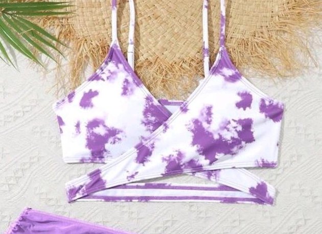 Conjunto bikini tie-dye con falda — morado