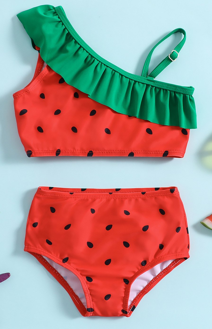 Bikini de un hombro para niña — sandía