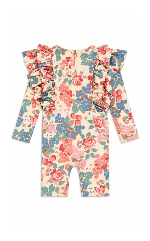 Girls' Fruit-Print Long-Sleeve Boyleg Swimsuit