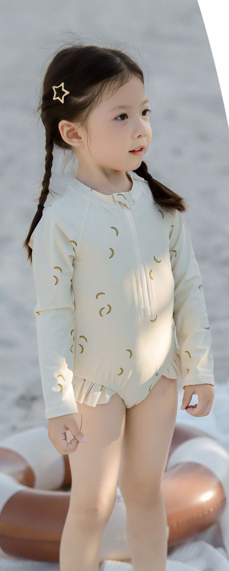 Girls' Long-Sleeve One-Piece Swimsuit — Floral Print