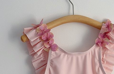 Girls' Pink One-Piece Swimsuit — Petal Ruffle Straps