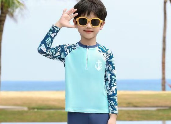 Boys' Long-Sleeve Rash Guard Set — Anchor