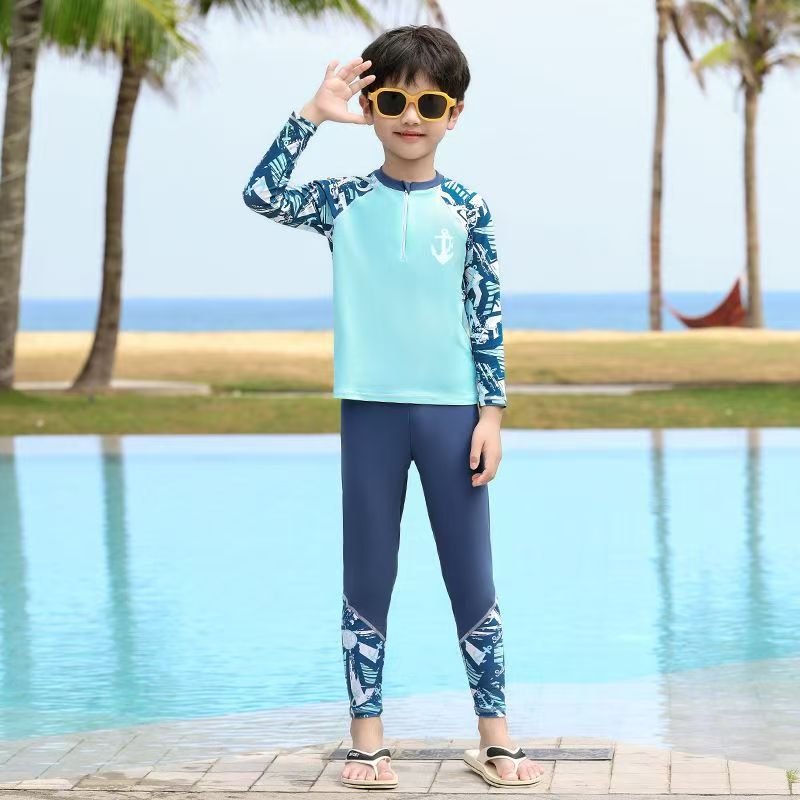 Boys' Long-Sleeve Rash Guard Set — Anchor