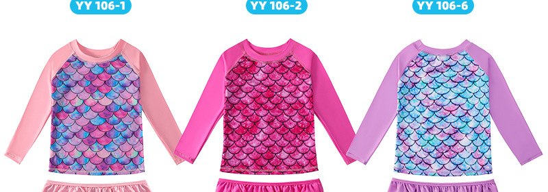 Girls' Long-Sleeve Rash Guard Set — Mermaid Scales